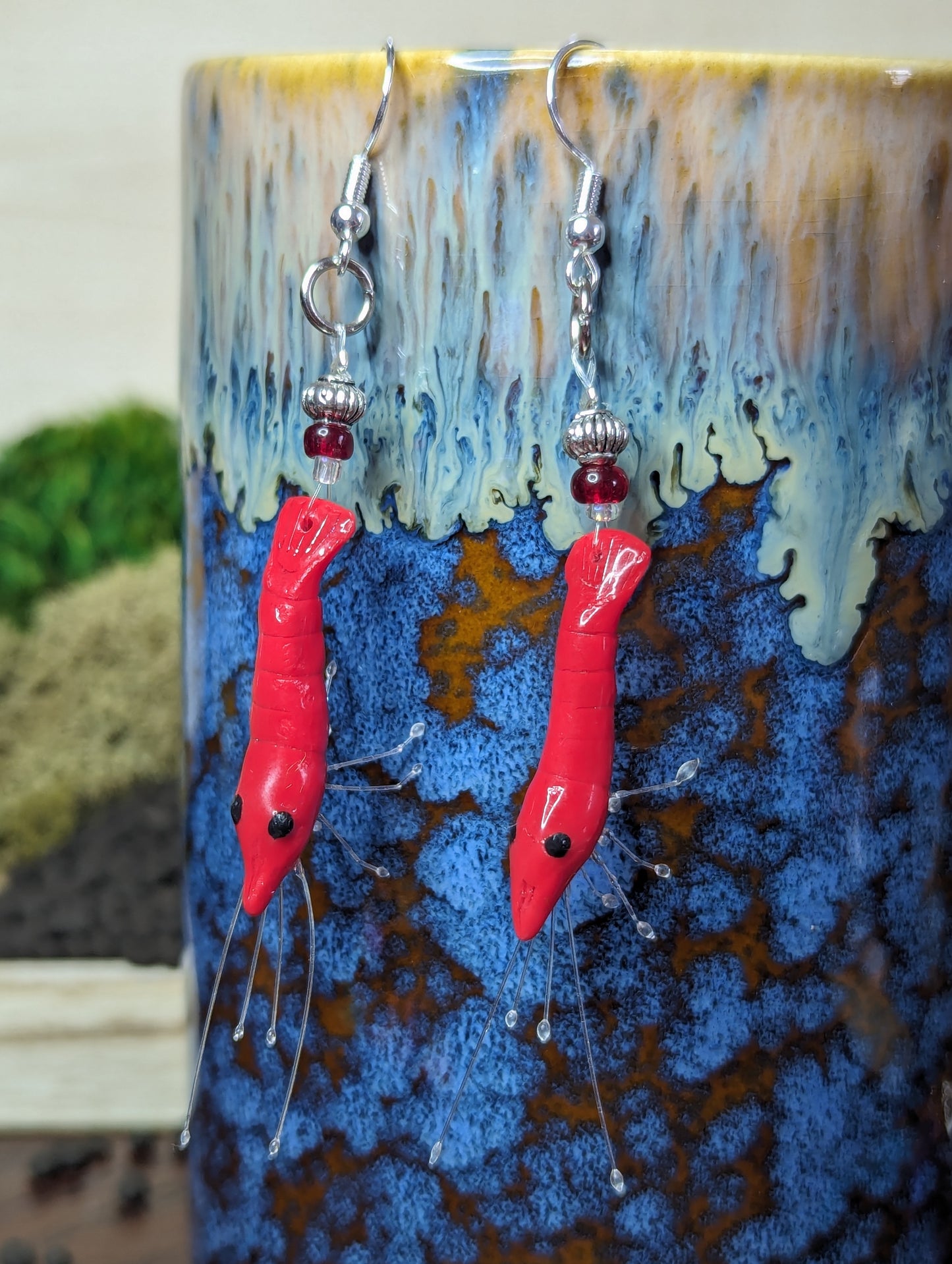 Cherry Shrimp Clay Earrings