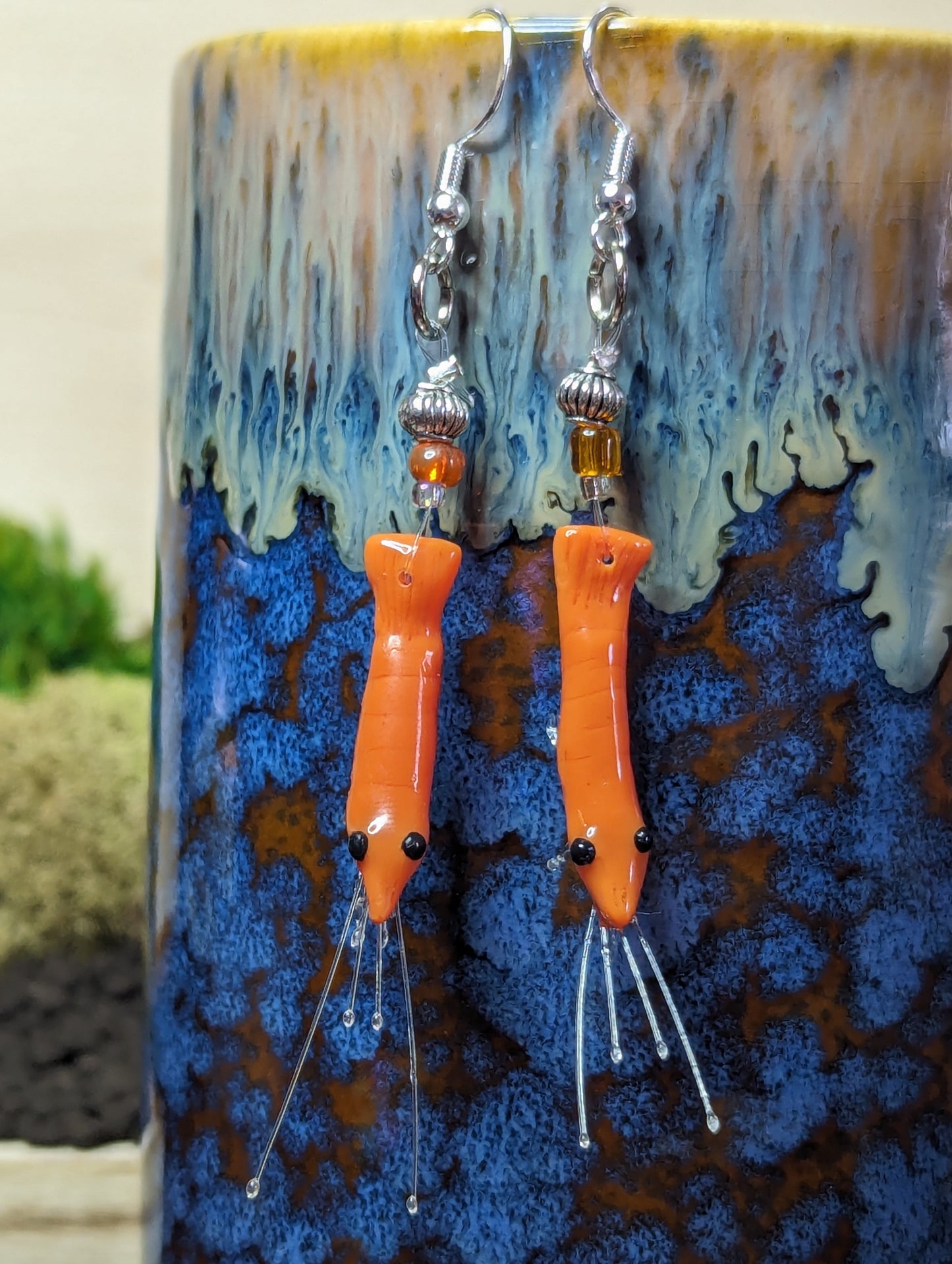 Cherry Shrimp Clay Earrings
