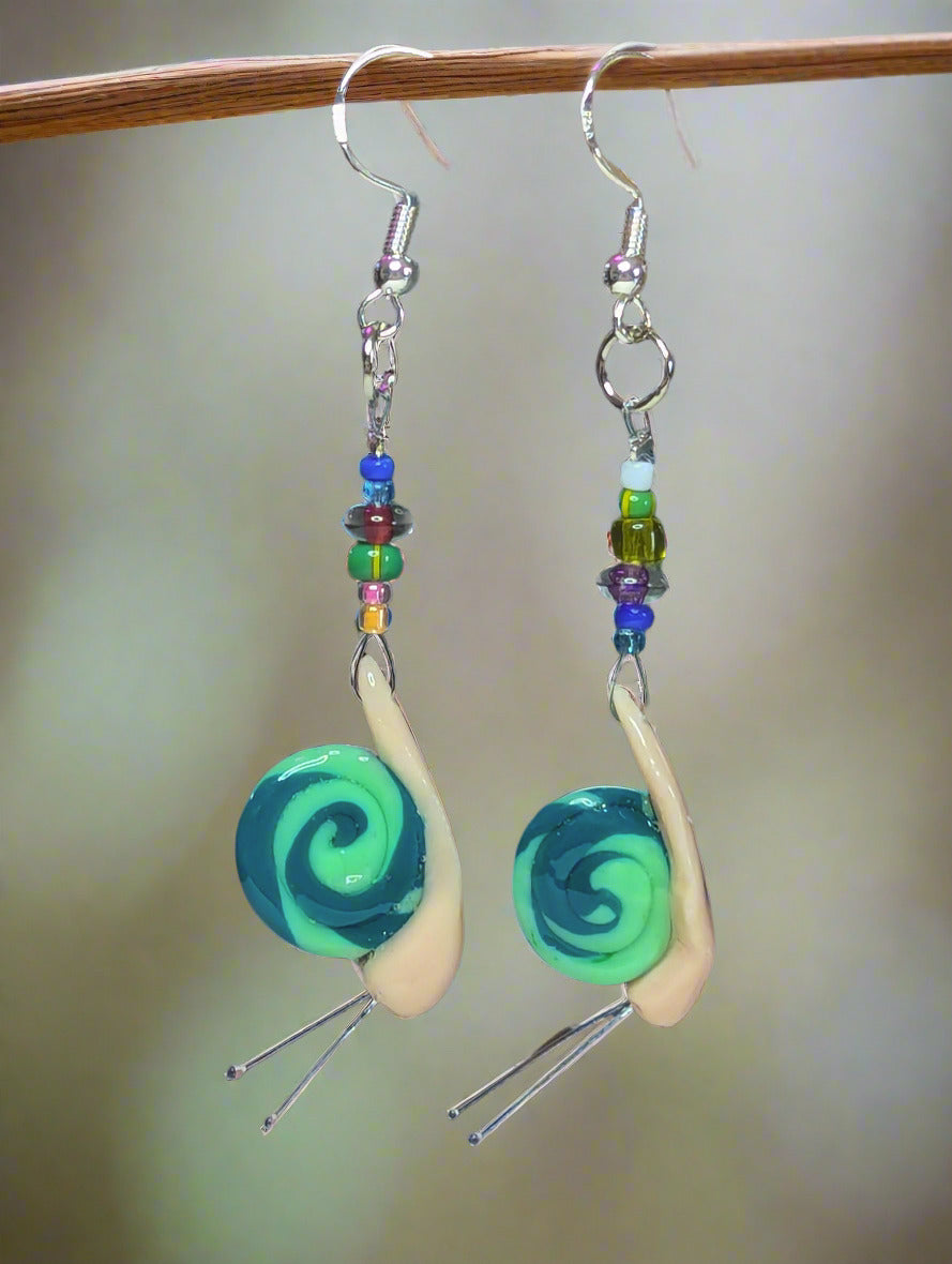 Clay snail earrings