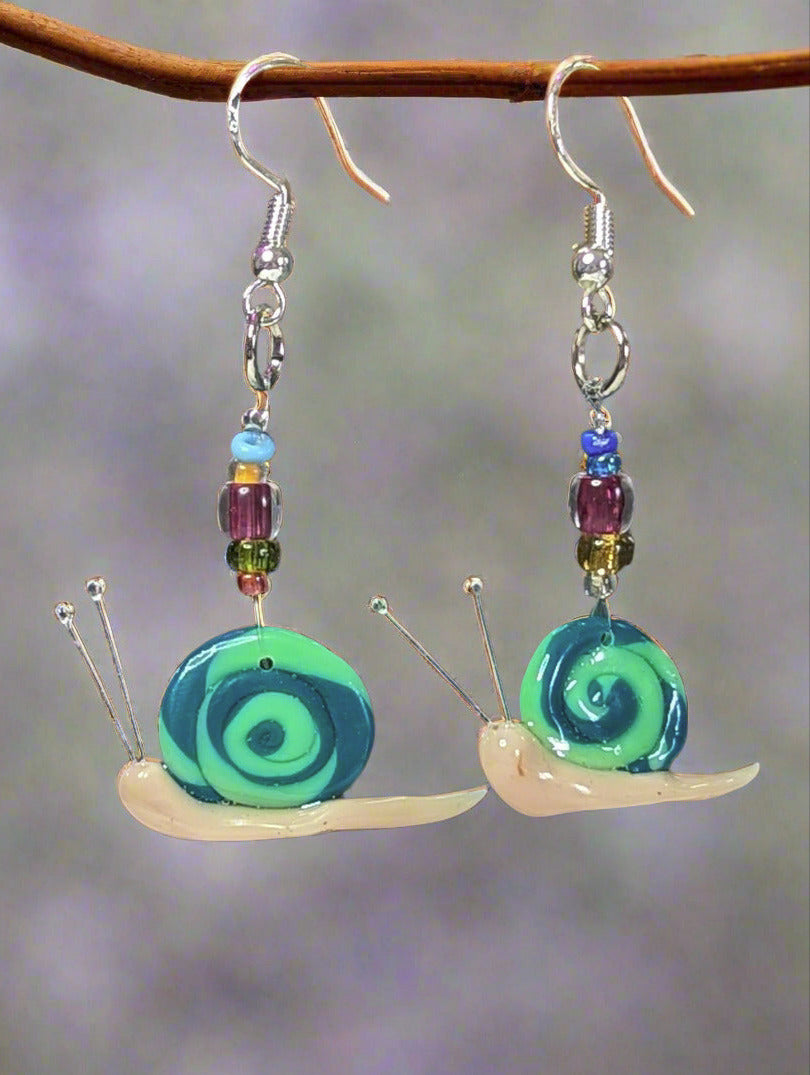 Clay snail earrings