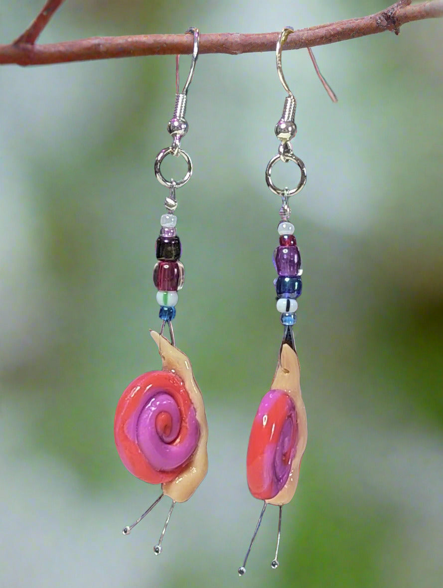 Clay snail earrings