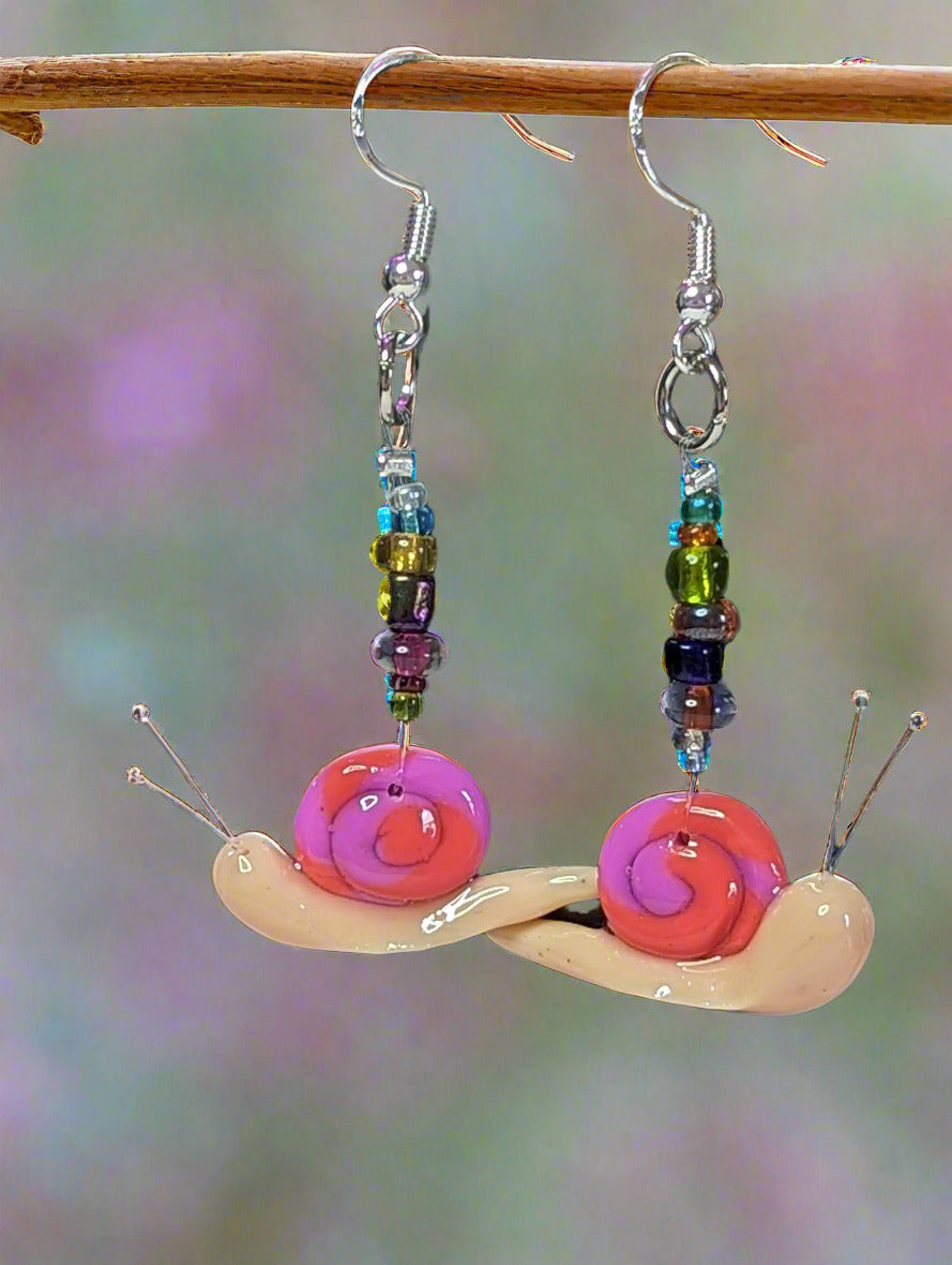 Clay snail earrings