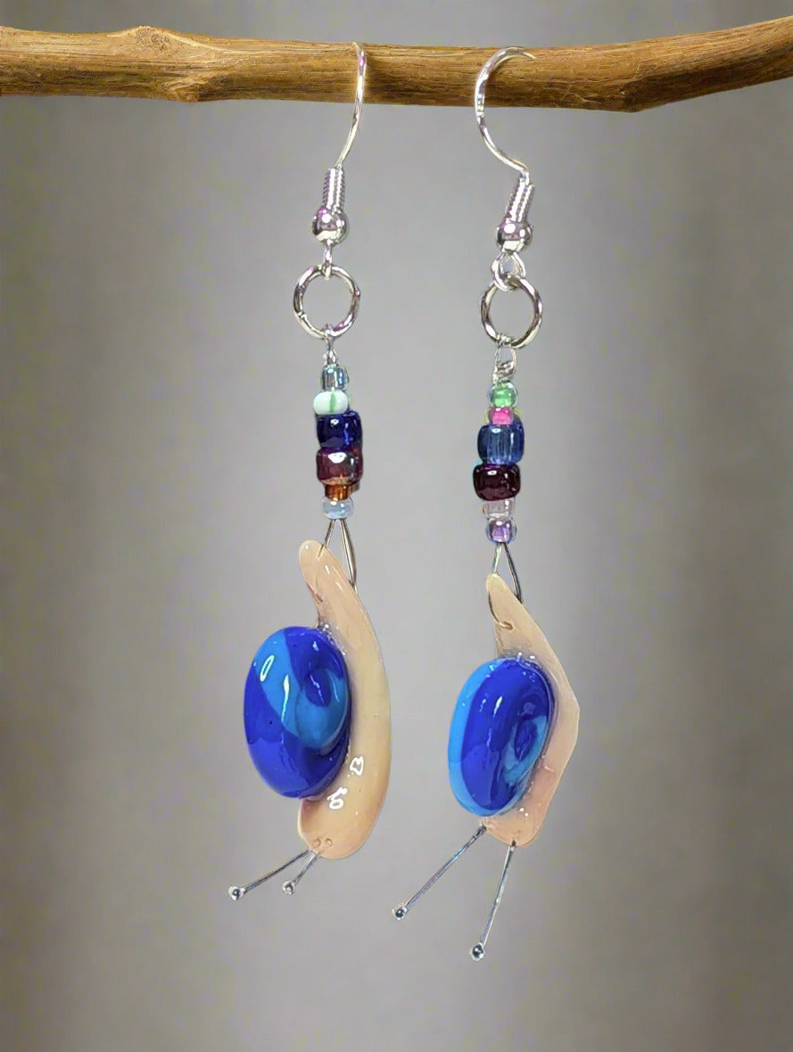 Clay snail earrings