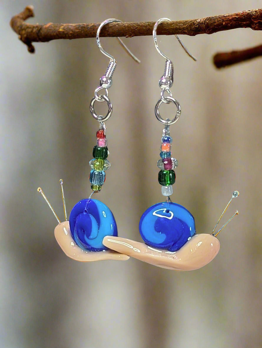 Clay snail earrings