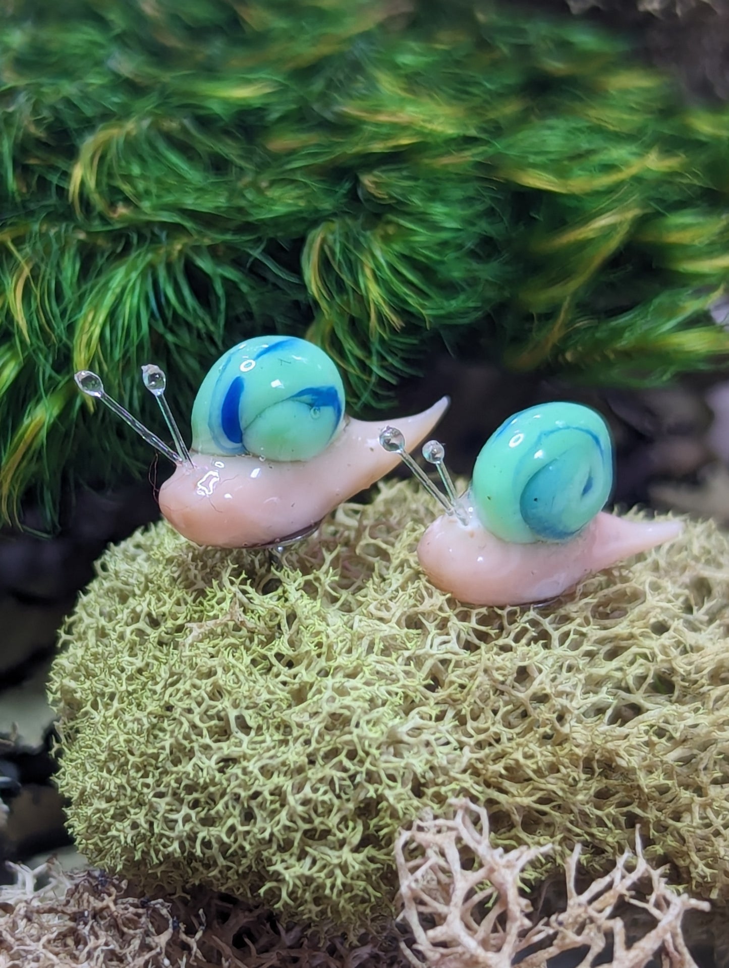 Clay snail stud earrings