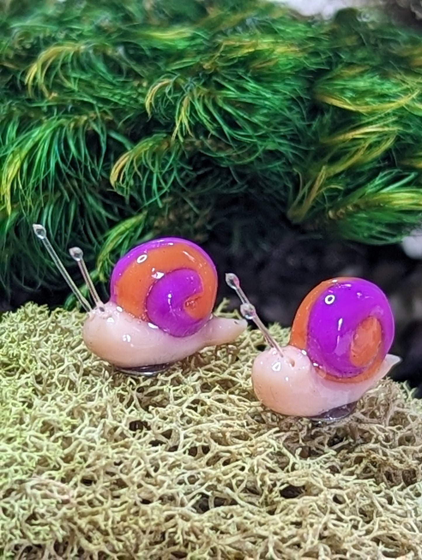 Clay snail stud earrings