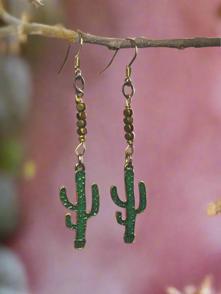 Beaded cacti earrings