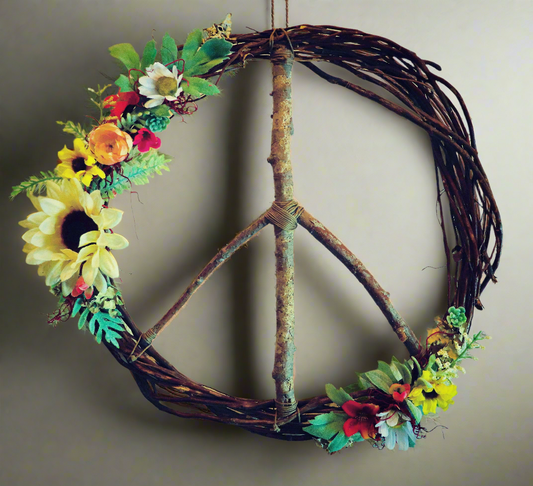 Flower colorful peace sign wreath