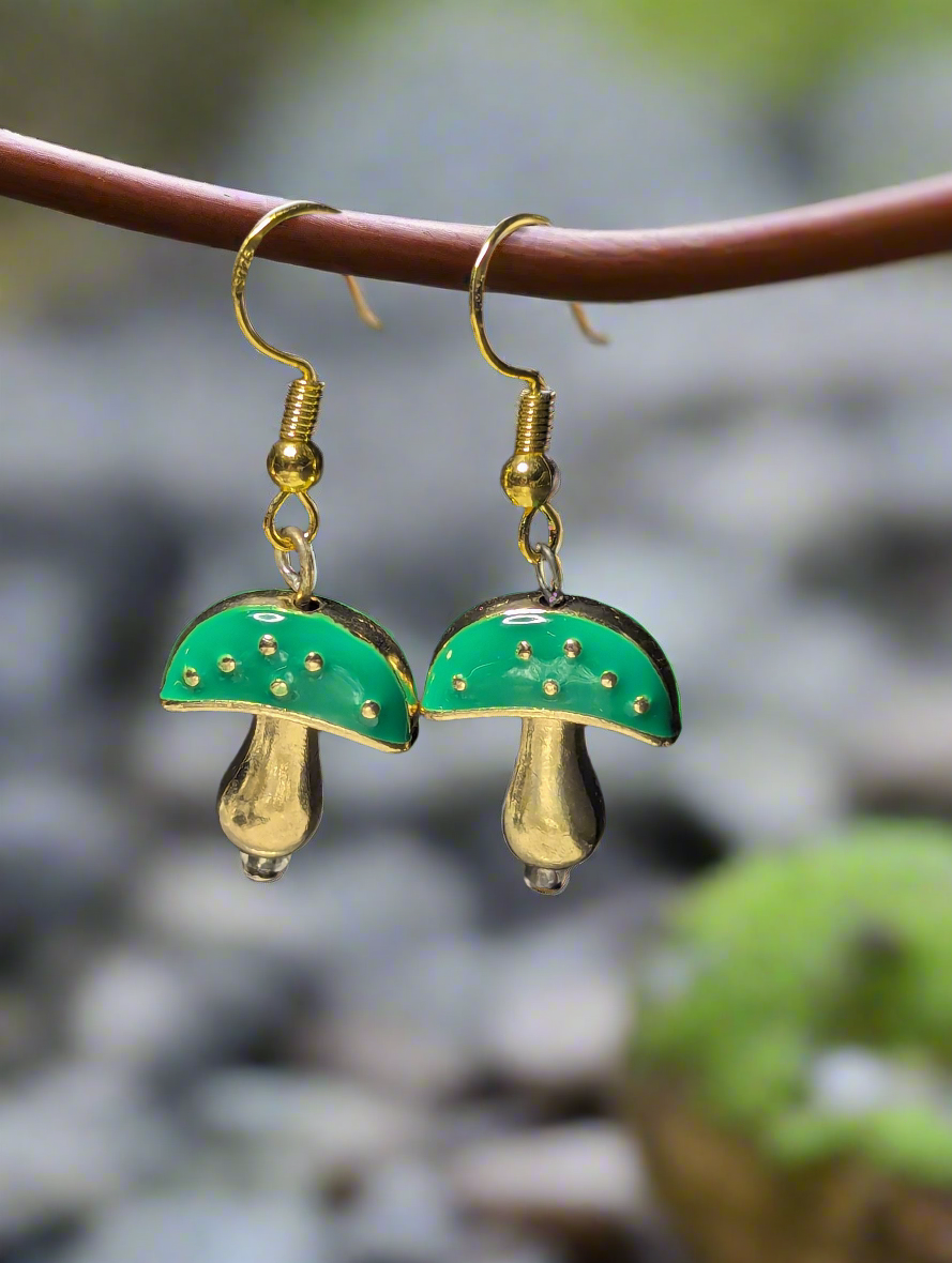 Beaded mushroom earrings