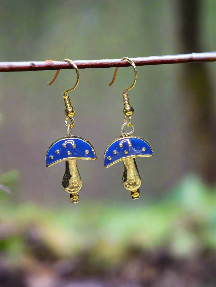 Beaded mushroom earrings